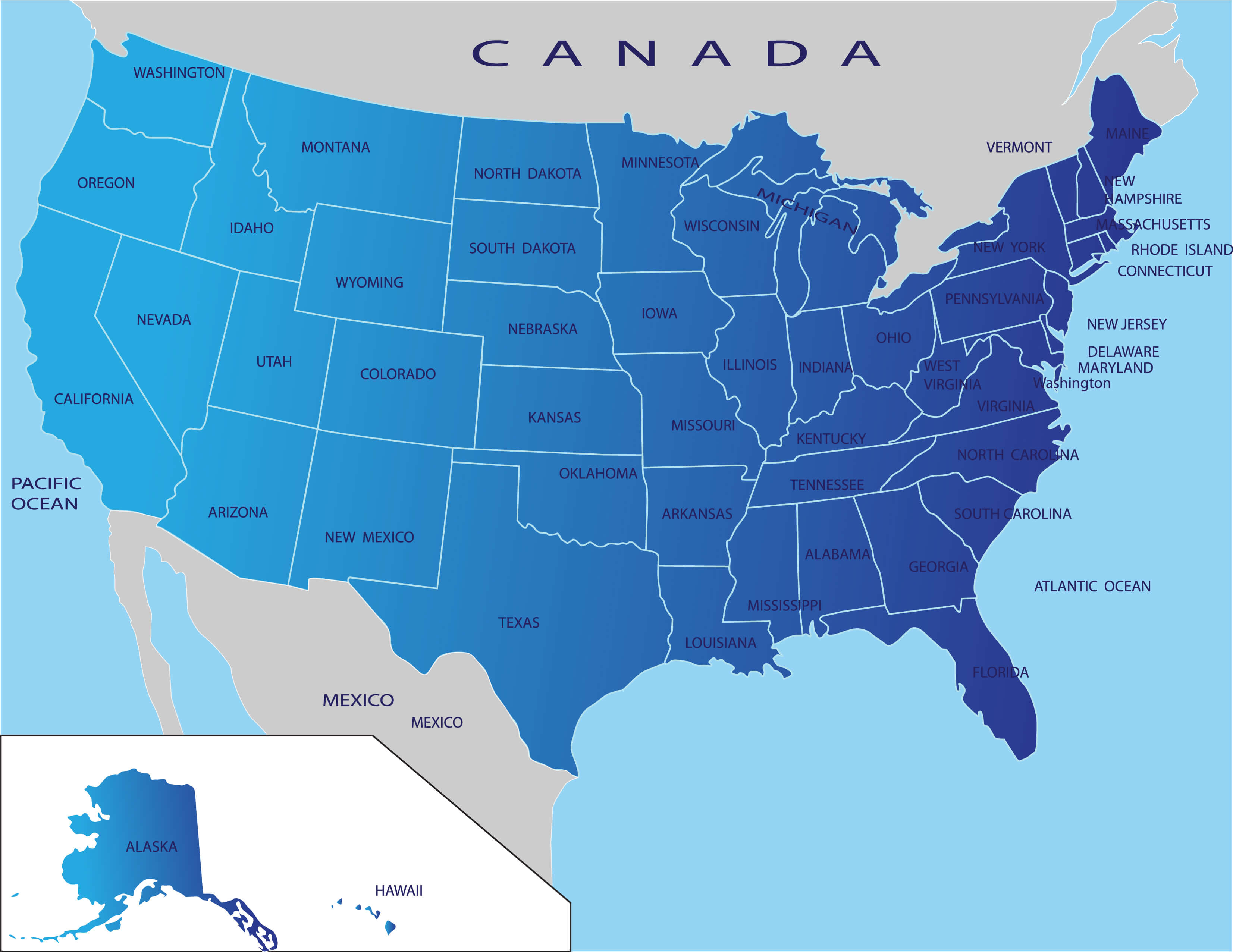 Political Map of USA  with State Names